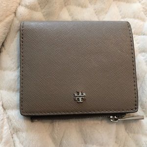 Tory Burch Saffiano leather bi-fold gray wallet